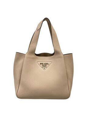 Prada Tote Pink Beige Leather